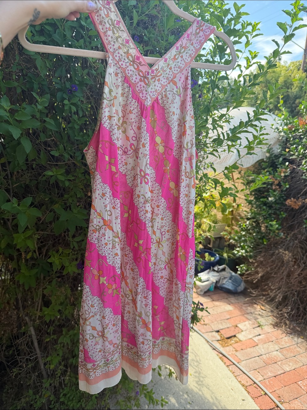 Emilio Pucci formfit Roger’s 1960’s vintage Halter mini slip Dress bright pink